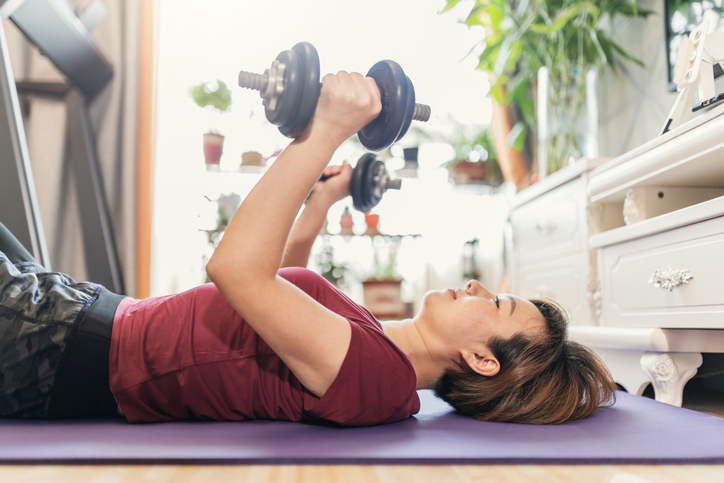 Woman do exercising at home